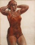 Дейнека А.А. Спортсменка, завязывающая ленту. 1950-е